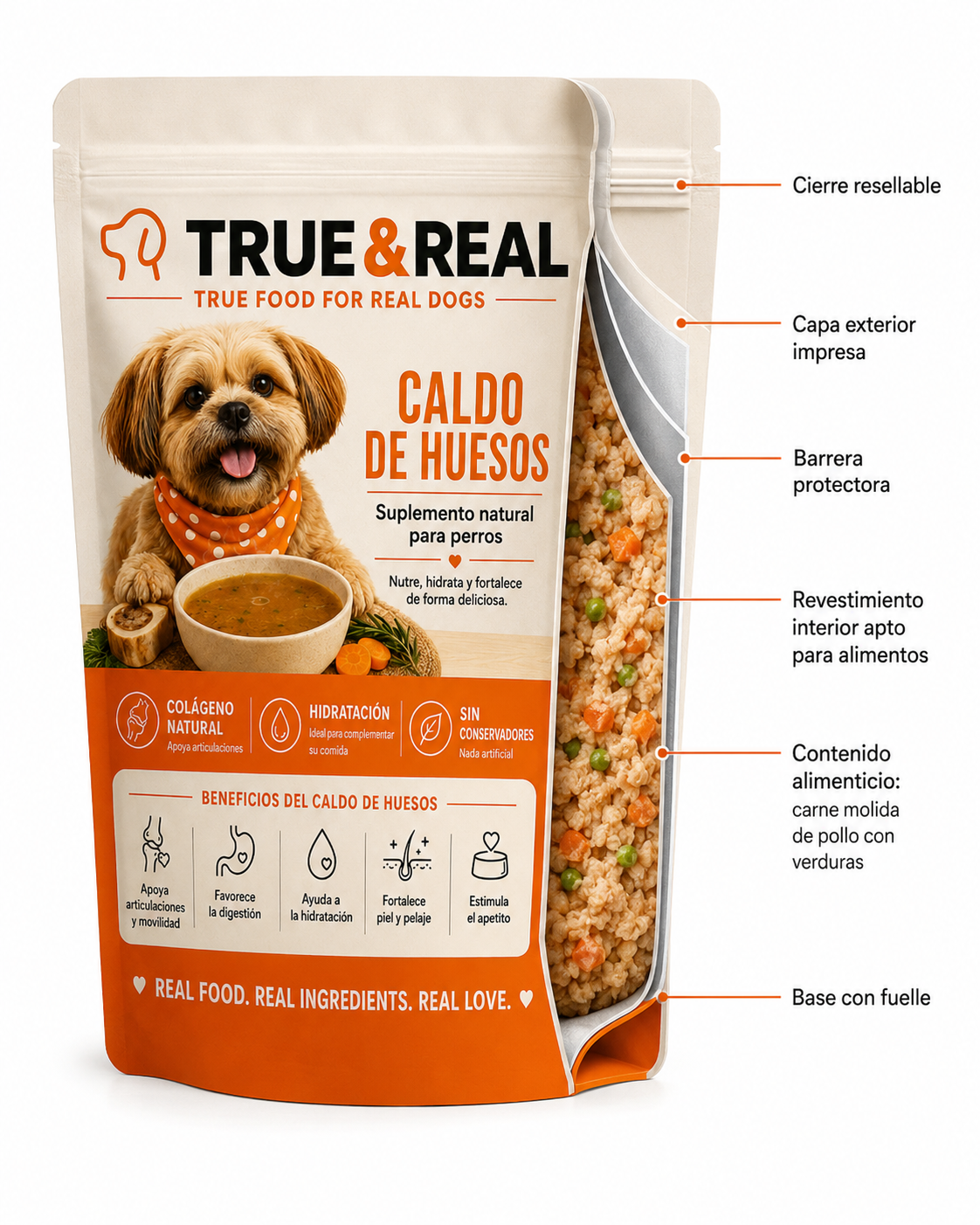 True & Real Pollo | Comida Natural para Perros sin Refrigeración