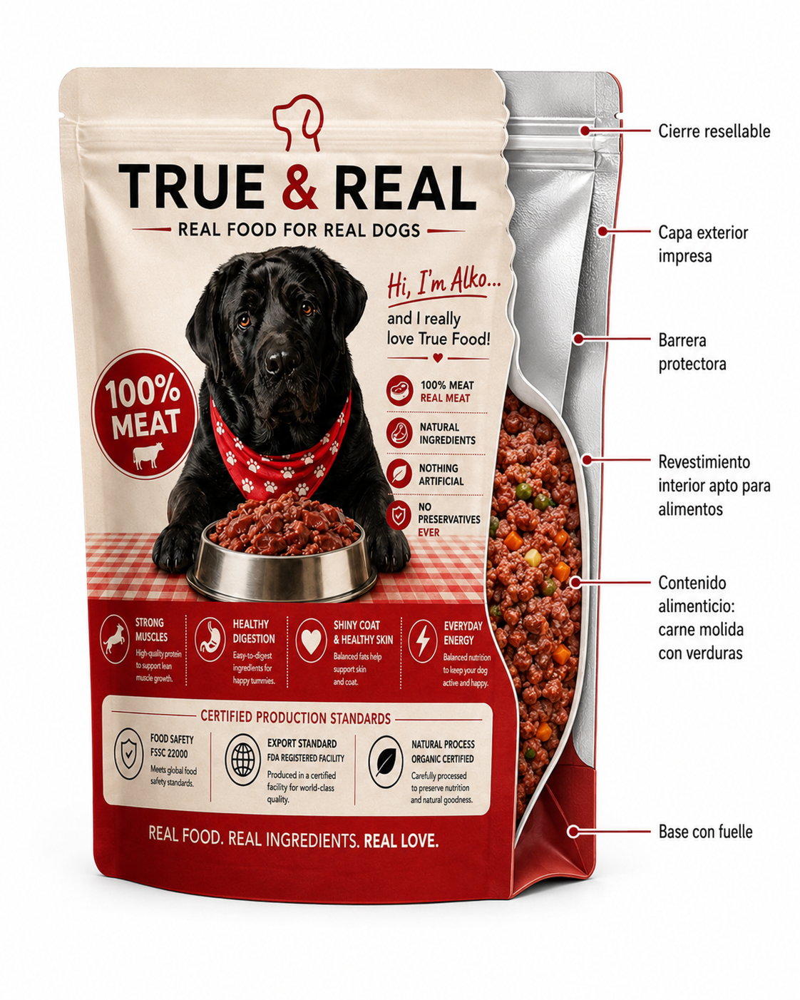 True & Real Carne | Comida Natural para Perros sin Refrigeración